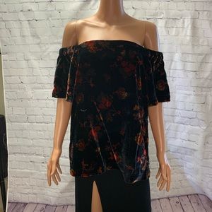 LOFT off shoulder dark floral top